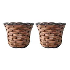 Vaso Trançado Marrom PT11 Horta Planta Casa Jardim Mudas