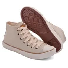 Tênis Feminino Casual Cano Medio Star Botinha Primeira linha Novidade - Preto, Areia - 34 ao 39