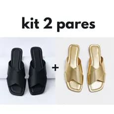 Kit 2 Pares Sandália Rasteira Feminina Modelo X Cruzada Moderna