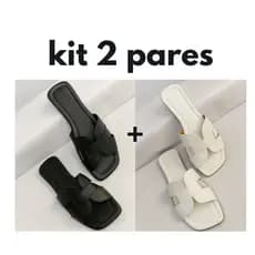 Kit 2 Pares Sandália Rasteira Feminina Moderna Estilosa
