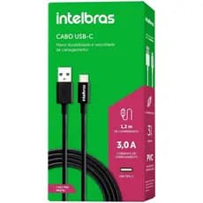 Cabo Carregador USB - TIPO C 1,2m PVC Preto Intelbras 3,0A