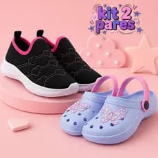 Kit Tênis Infantil Feminino + Sandália Babuche Infantil Menina Várias Cores