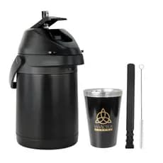 Kit Preto Tereré Copo Térmico Bomba Garrafa Térmica Inox 2,5L