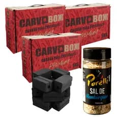 3x Carvão Churrasco Sem Fumaça Premium 5kg Sal de Hamburguer