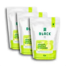 3 Pacotes Erva Tereré Black Sabor Abacaxi, Hortelã e Gengibre 500g Nova Premium Gourmet