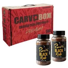 Carvoboxx Caixa 5kg e Molho Porelli Black Rub