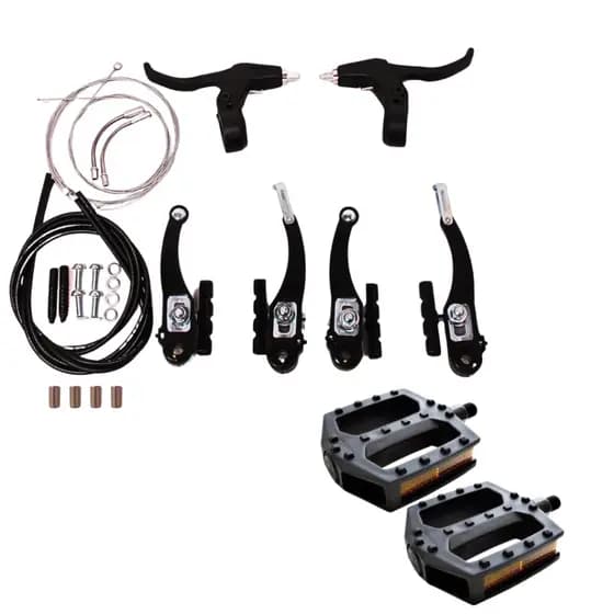 Kit Par Freio V-brake + Manete + Pastilha De Freio + Pedal Nylon
