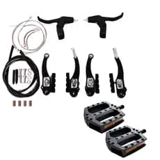 Kit Par Freio V-brake + Manete + Pastilha De Freio + Pedal Nylon