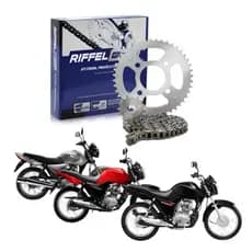 Kit Transmissão Riffel CG 150 Start Fan Titan 2004 a 2016 Corrente Pinhão Coroa