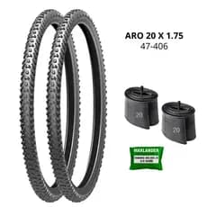 Kit 2 Pneus Aro 20 x 1.75 (47-406) + 2 Câmaras de Ar Bicicleta BMX Bike