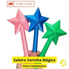 Saleiro em formato de Varinha Estrela Mágica Várias Cores Utensílio de Cozinha