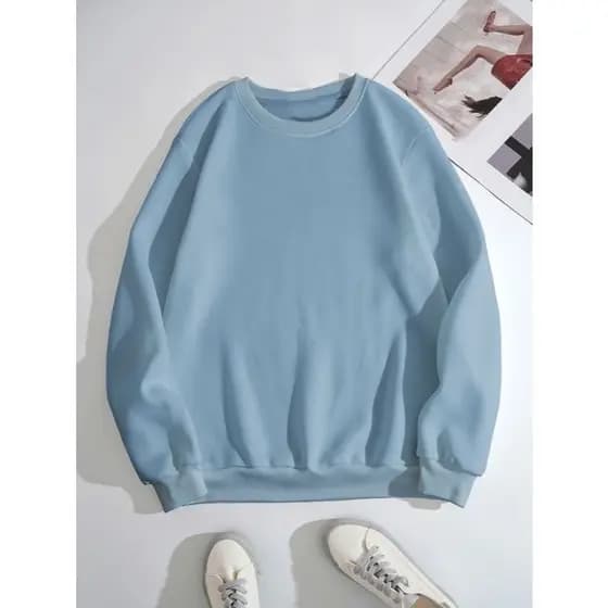 Blusa Moletom Uniseex Gola Redonda Liso Casaco De Frio Barato Casual