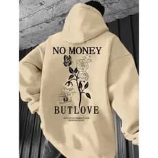 Moletom Canguru No Money But Love Blusa De Frio Capuz e Bolso Inverno Unissex Masculino Feminino