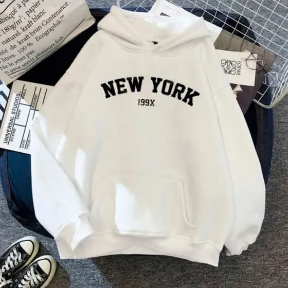 Moletom Canguru Unissex Personalizado Blusa De Frio Feminino Masculino New York 199X