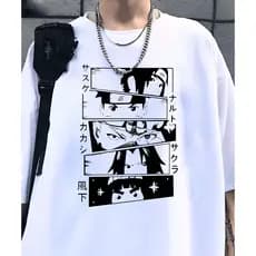 Camiseta Masculina Feminina Desenho Anime Naruto Sasuke Rock Lee Sakura Kakashi Camisa Algodão Geek