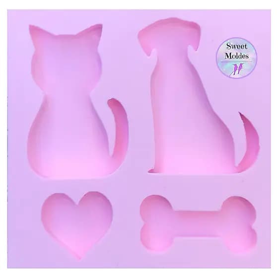Molde de silicone Pets pingente gato cachorro osso coração