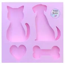 Molde de silicone Pets pingente gato cachorro osso coração