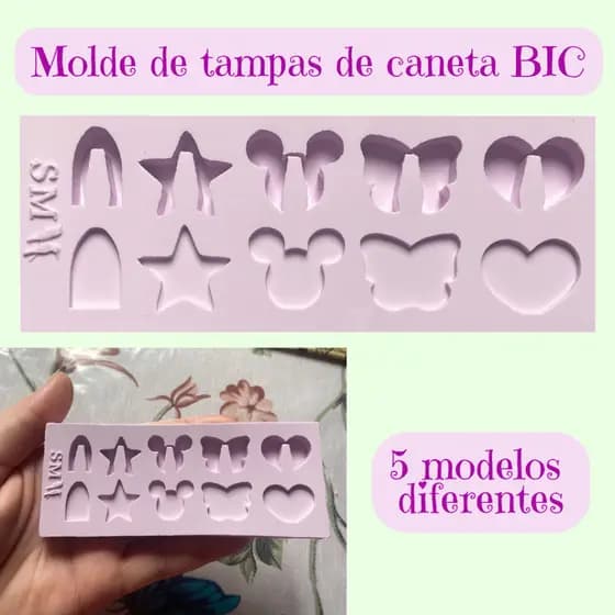 Molde de silicone tampa de caneta BIC 5 modelos resina