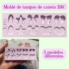 Molde de silicone tampa de caneta BIC 5 modelos resina