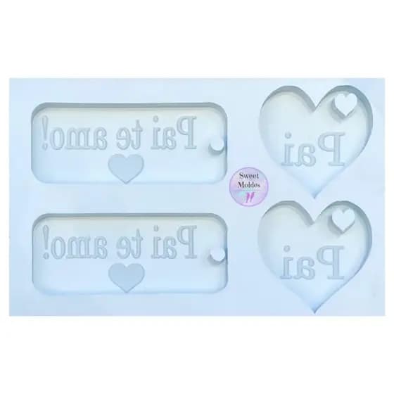 Molde de silicone Dia dos pais 4 chaveiros