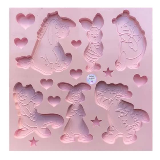 Molde de silicone Ursinho Pooh 6 personagens 5 cm