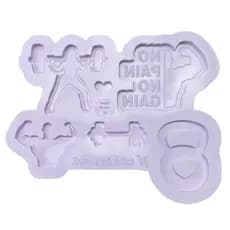 Molde de silicone Academia Fitness 6 peças resina biscuit