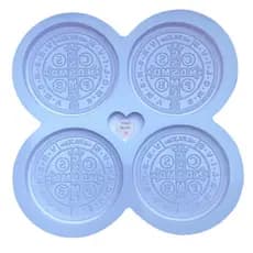 Molde de silicone 4 medalhas de São Bento 5cm medalha resina biscuit
