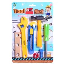 Kit Mini Oficina Infantil Com Martelo Chave Fenda 7 Peças