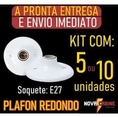 Kit 5/10 Luminárias Plafonier Plafon Redondo Lâmpada Teto E27 Soquete Bocal Bivolt 100w