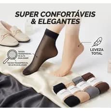 Kit 10 Pares de Meia 3/4 Invisível Cano Médio Fio 20 Poliamida