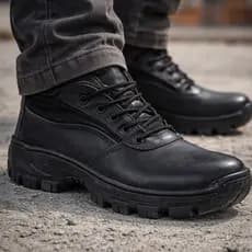 Bota de Segurança Masculina Preta Cano Médio Antiderrapante Trabalho Pesado Confortável