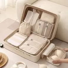Kit com 7 pçs Organizador Nécessaire Mala Kit Bolsa Feminina Viagem