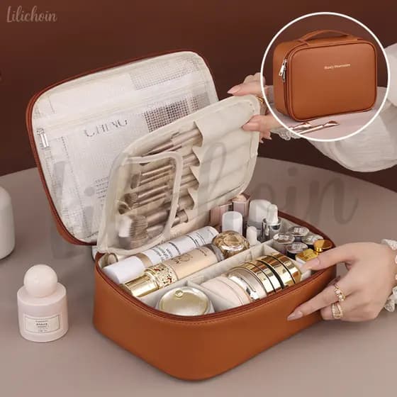 Necessaire Feminina com Zíper Ideal para Viagem Alta Capacidade Elegância Impermeável Premium