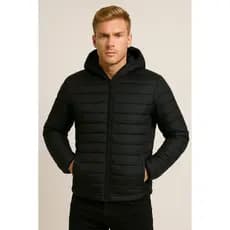 Jaqueta Masculina Blusa de Frio Bobojaco Puffer Fofinha Corta Vento Capuz Poliester Premium Impermeável