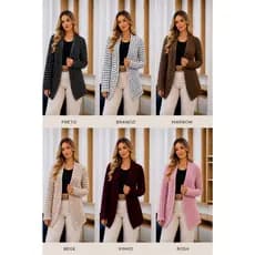 Cardigan Kimono Blusa Feminina Luxo Tricô Feminino Tricot Manga Longa Casaco Marrom da Moda