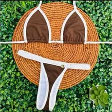 Biquini Feminino Cortininha Bicolor Marquinha de fita