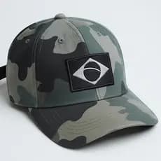 Boné Militar Camuflado Aba Curva Bandeira Do Brasil Masculino Fitão