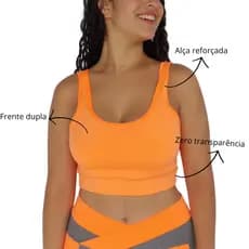 Top suplex alça larga com forro cropped academia