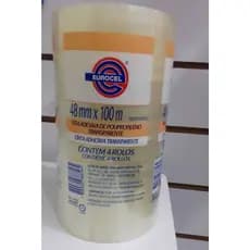 FITA ADESIVA DE POLIPROPILENO TRANSPARENTE c/ 4 rolos - Eurocel 48mmx100m