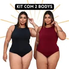 KIT COM 2 BODY REGATA FEMININO PLUS SIZE BÁSICA ESSENCIAL NO SUPLEX PREMIUM COM FORRO VESTE ATÉ O 50