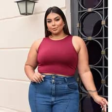 CROPPED FEMININO REGATA BÁSICA PLUS SIZE ESSENCIAL NO SUPLEX TODO DUPLO VESTE ATÉ O 48