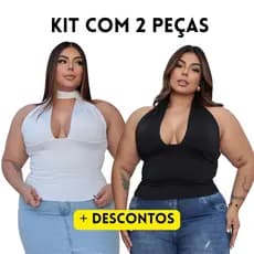 KIT 2 BLUSAS CROPPED FEMININA FRENTE ÚNICA COM AMARRAÇÃO SUPLEX PREMIUM DUPLO