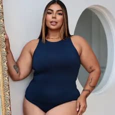 BODY REGATA FEMININA PLUS SIZE COM FORRO TECIDO SUPLEX VESTE ATÉ O 50 CASUAL ESSENCIAL