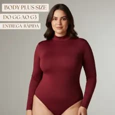 Body Feminino Gola Alta Manga Longa Plus Size GG ao G3 (44 ao 54) Suplex Premium Inverno Modelador