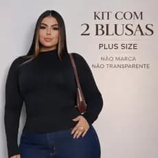 KIT 2 Blusa Feminina Manga Longa Cacharrel Gola Alta Plus Size Segunda Pele Suplex Inverno