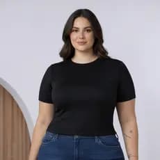 Blusa Baby Tee Plus Size Feminina Suplex Não Transparente Modeladora Não Marca  Manga Curta