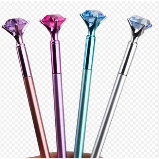 kit12 Caneta Diamante ou Flor Cristal Esferográfica Ponta Fina