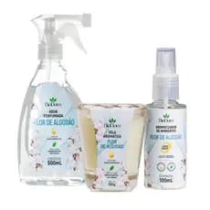 Kit de Vela Aromatica + Água de Lençois + Aromatizador de Ambientes Fragrâncias Premium Vários Aromas