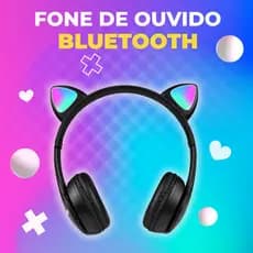 Fone de Ouvido Gatinho Bluetooth Orelha De Gato Led Headphone Sem Fio Tik Tok