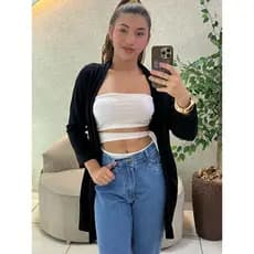 Blusa Cardigan Feminino Manga Longa Casaco Frio Cardigã Moda Inverno